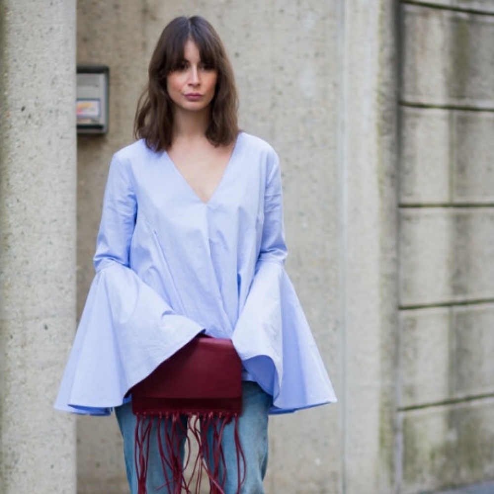 SOLD* Zara chambray bell sleeve top